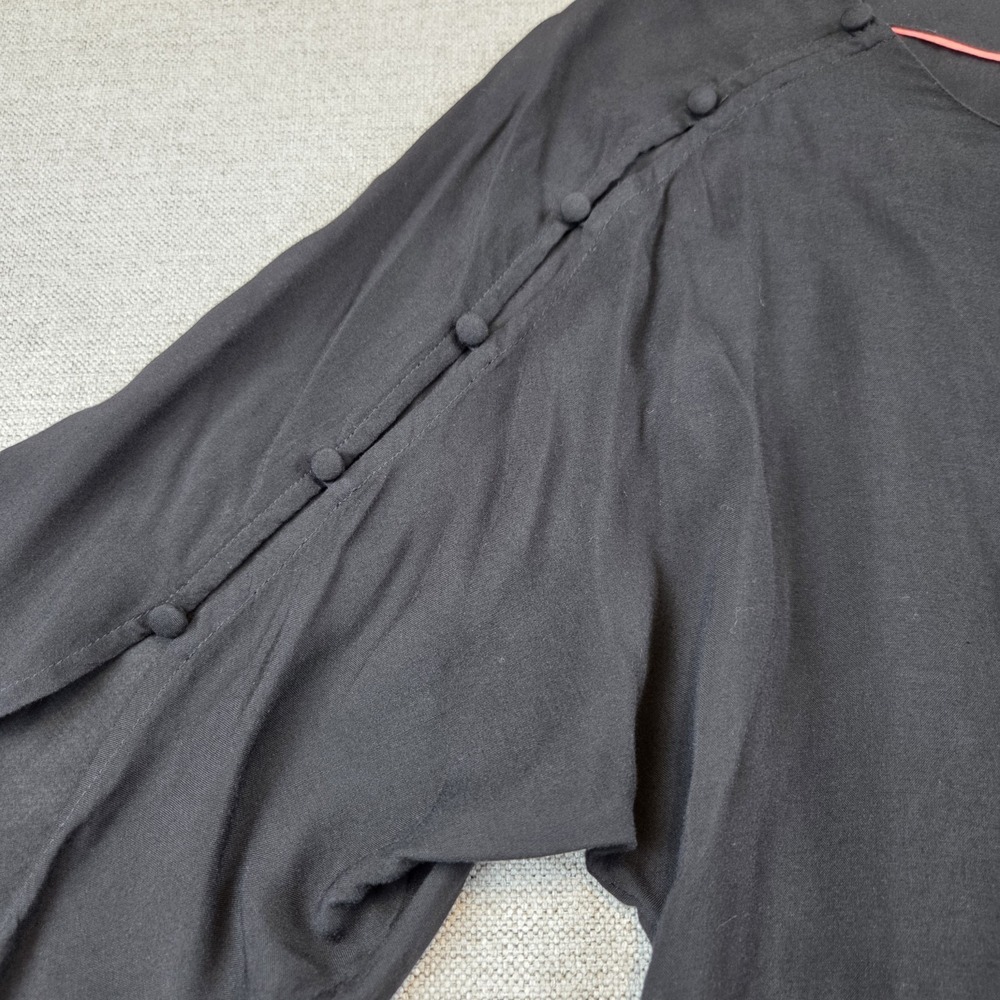 Maeve Anthropologie Black Blouse Women's Medium Modern Button Sleeve Lightweight - Picture 6 of 10